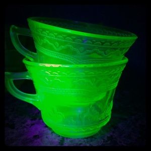 Green depression punch cups